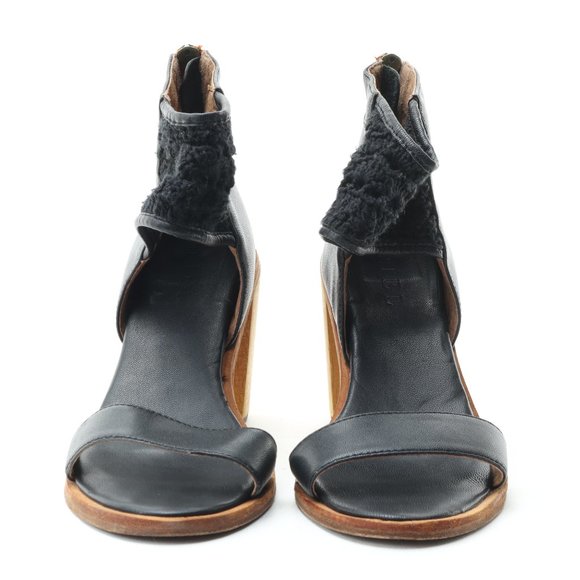 FIEL Anthropology Zip Back Heeled Sandal Women's 6 Black Leather - Picture 5 of 16